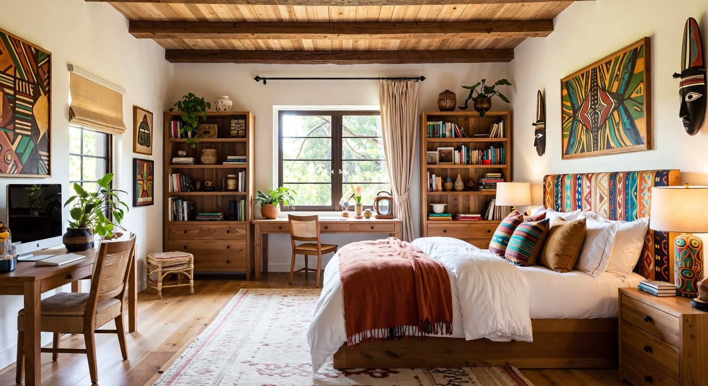 African kids room interior design - featuring african style furniture, decor, colors, and layout ideas for your kids room