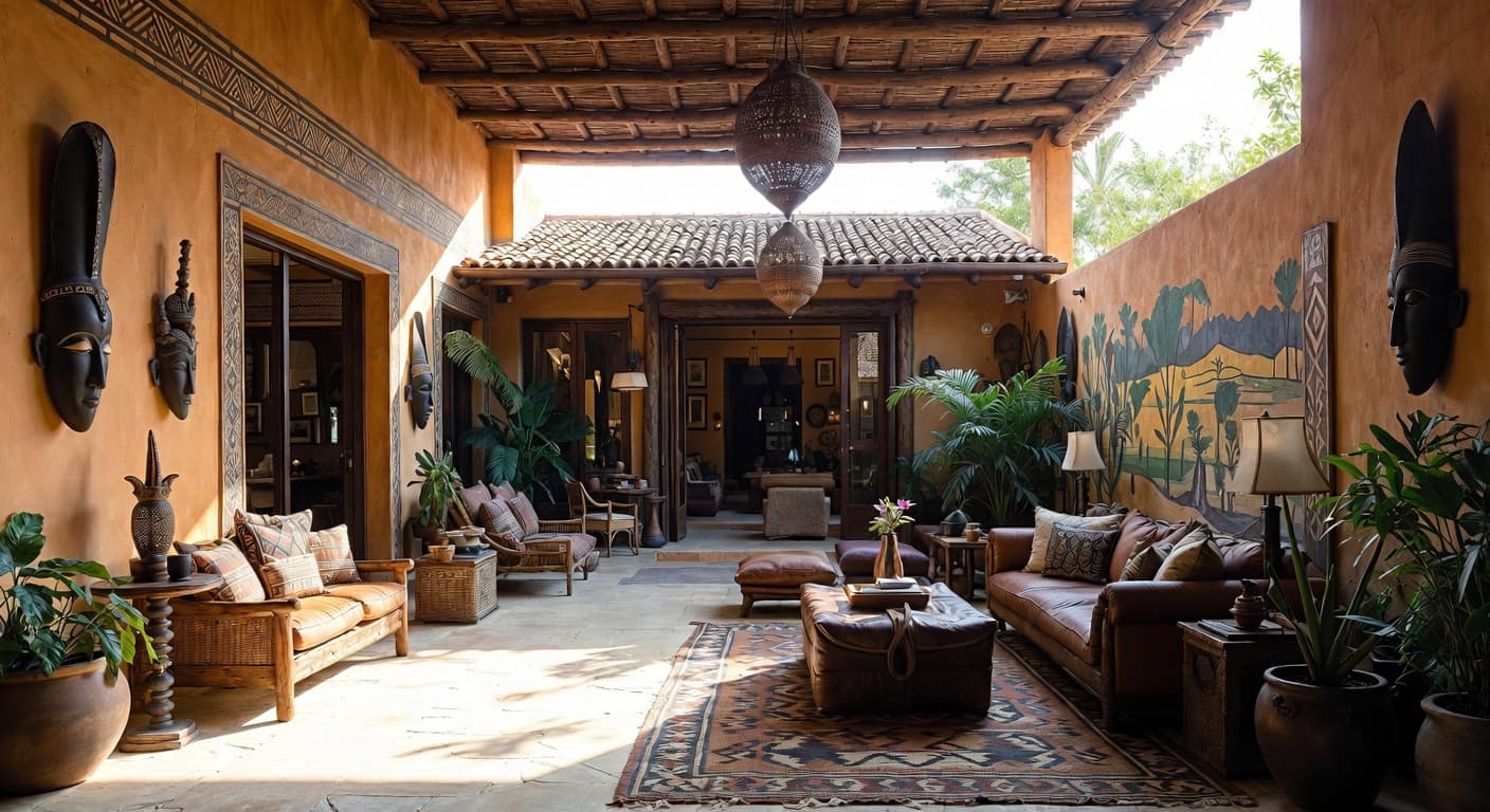 African outdoor space interior design - featuring african style furniture, decor, colors, and layout ideas for your outdoor space