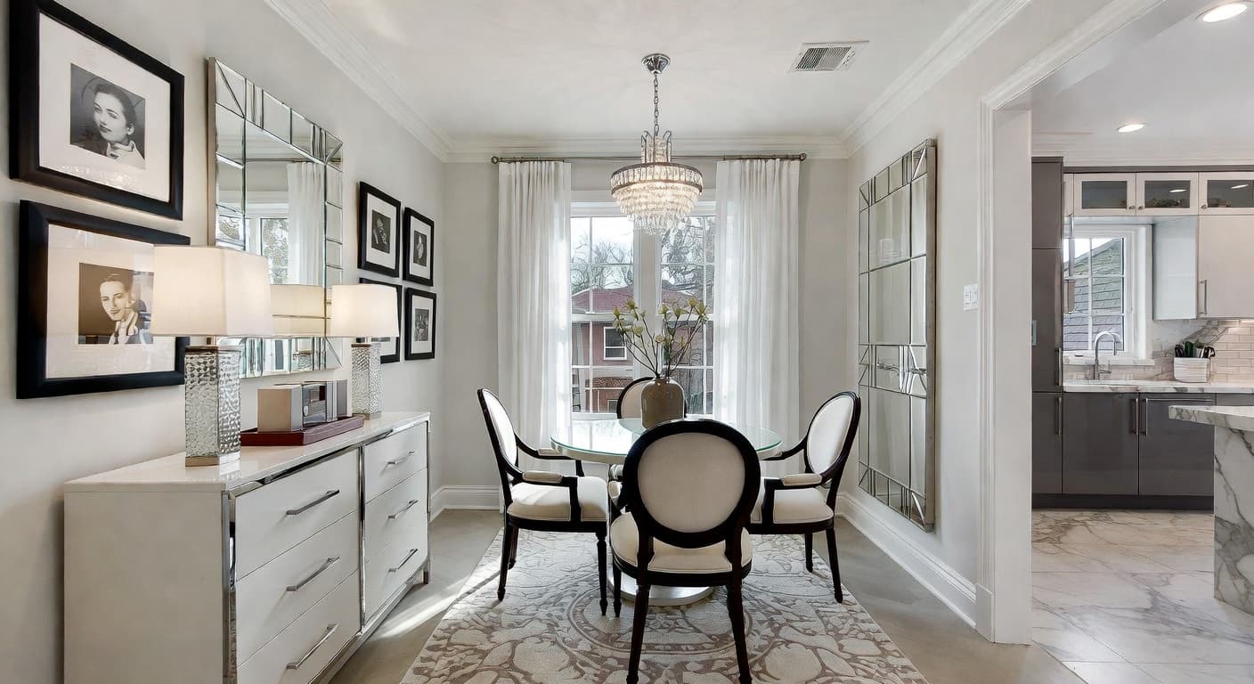 Art Deco breakfast nook interior design - featuring art deco style furniture, decor, colors, and layout ideas for your breakfast nook