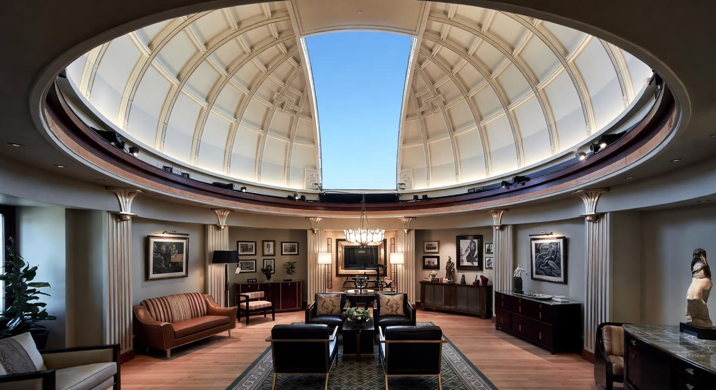 Art Deco observatory interior design - featuring art deco style furniture, decor, colors, and layout ideas for your observatory