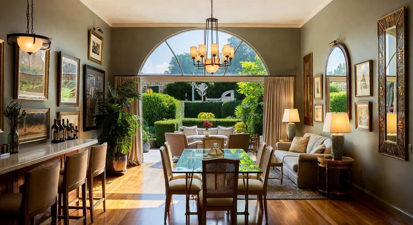 Art Deco outdoor space interior design - featuring art deco style furniture, decor, colors, and layout ideas for your outdoor space