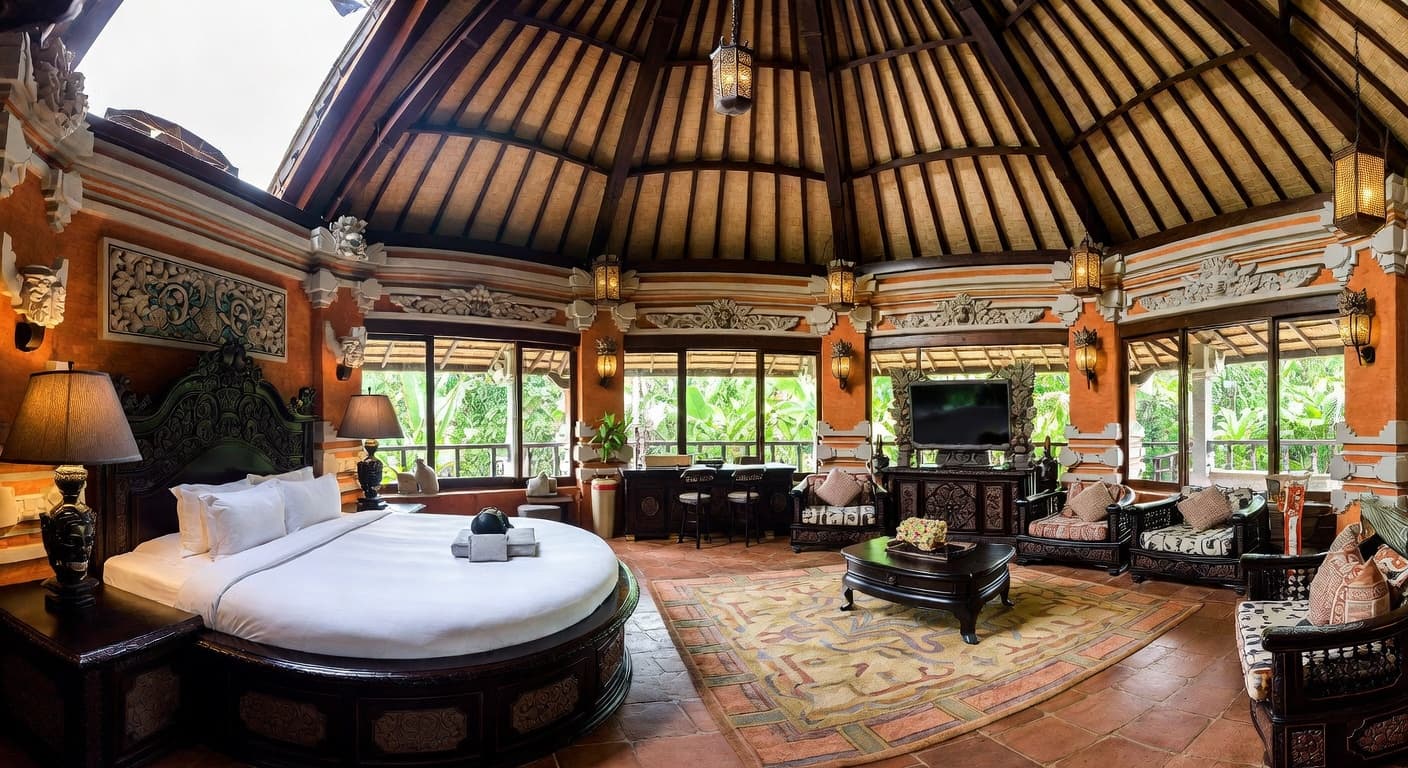 Balinese observatory interior design - featuring balinese style furniture, decor, colors, and layout ideas for your observatory