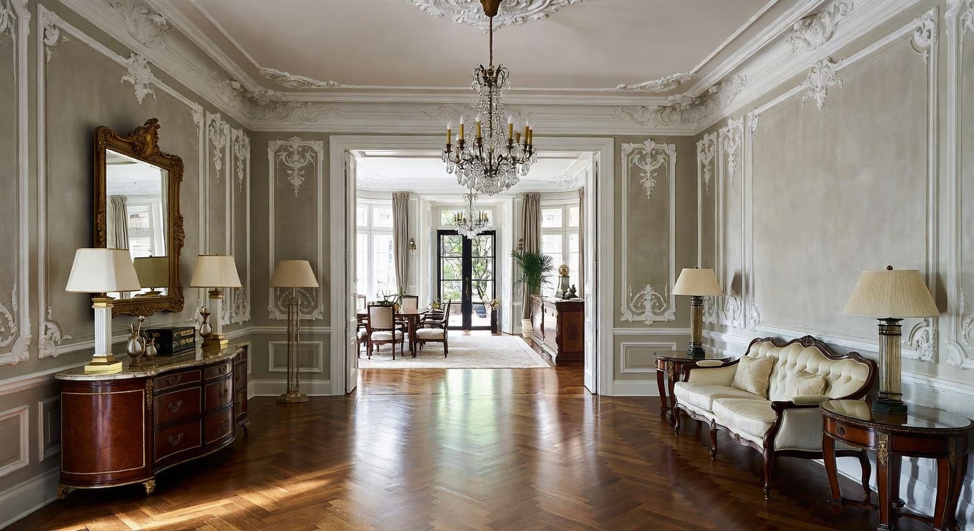 Baroque entryway interior design - featuring baroque style furniture, decor, colors, and layout ideas for your entryway