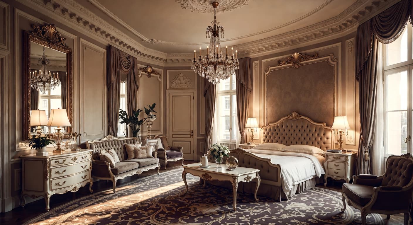 Baroque guest room interior design - featuring baroque style furniture, decor, colors, and layout ideas for your guest room