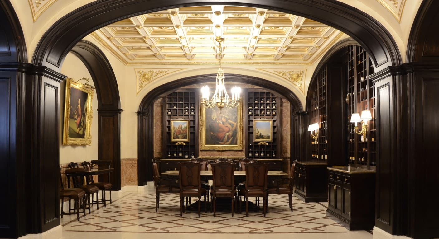 Baroque wine cellar interior design - featuring baroque style furniture, decor, colors, and layout ideas for your wine cellar