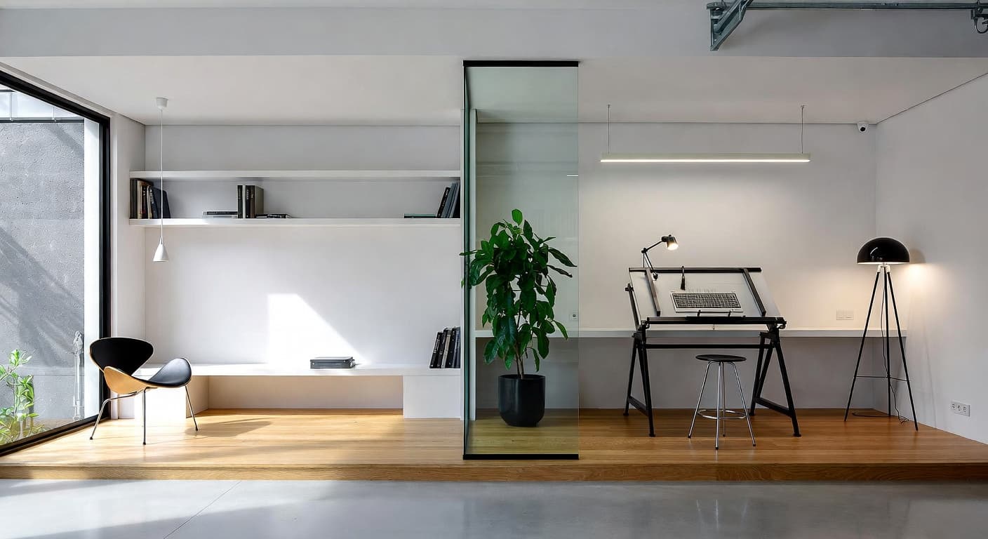 Bauhaus garage interior interior design - featuring bauhaus style furniture, decor, colors, and layout ideas for your garage interior