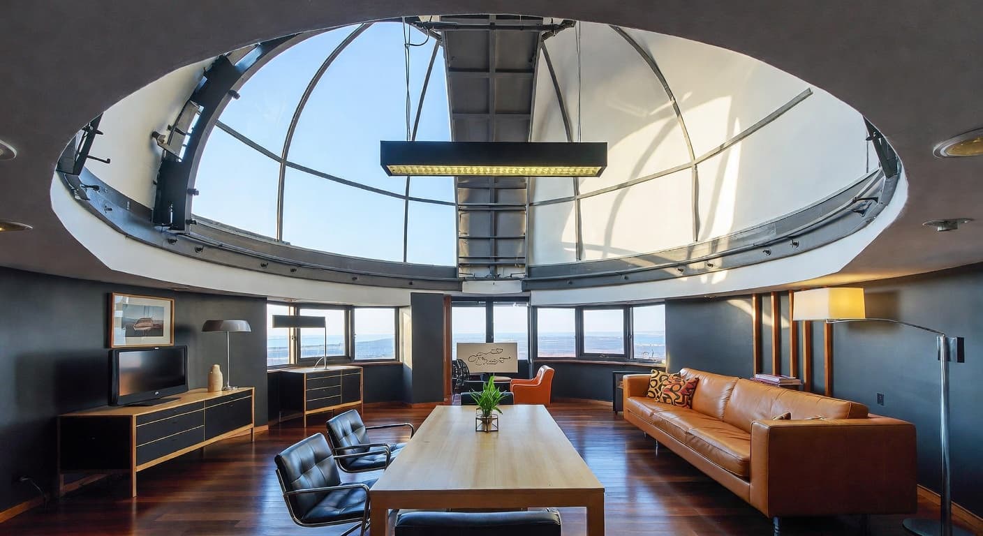 Bauhaus observatory interior design - featuring bauhaus style furniture, decor, colors, and layout ideas for your observatory