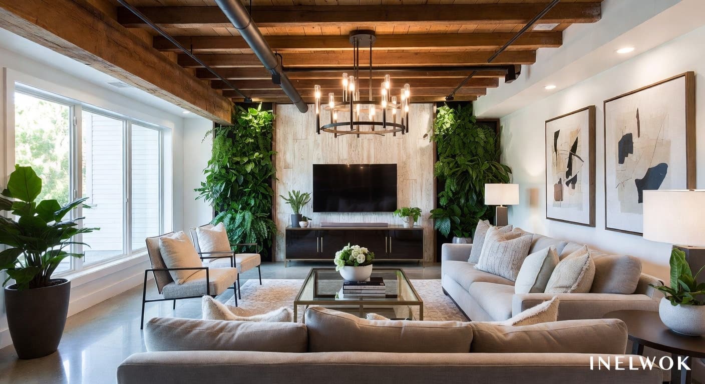 Biophilic basement interior design - featuring biophilic style furniture, decor, colors, and layout ideas for your basement