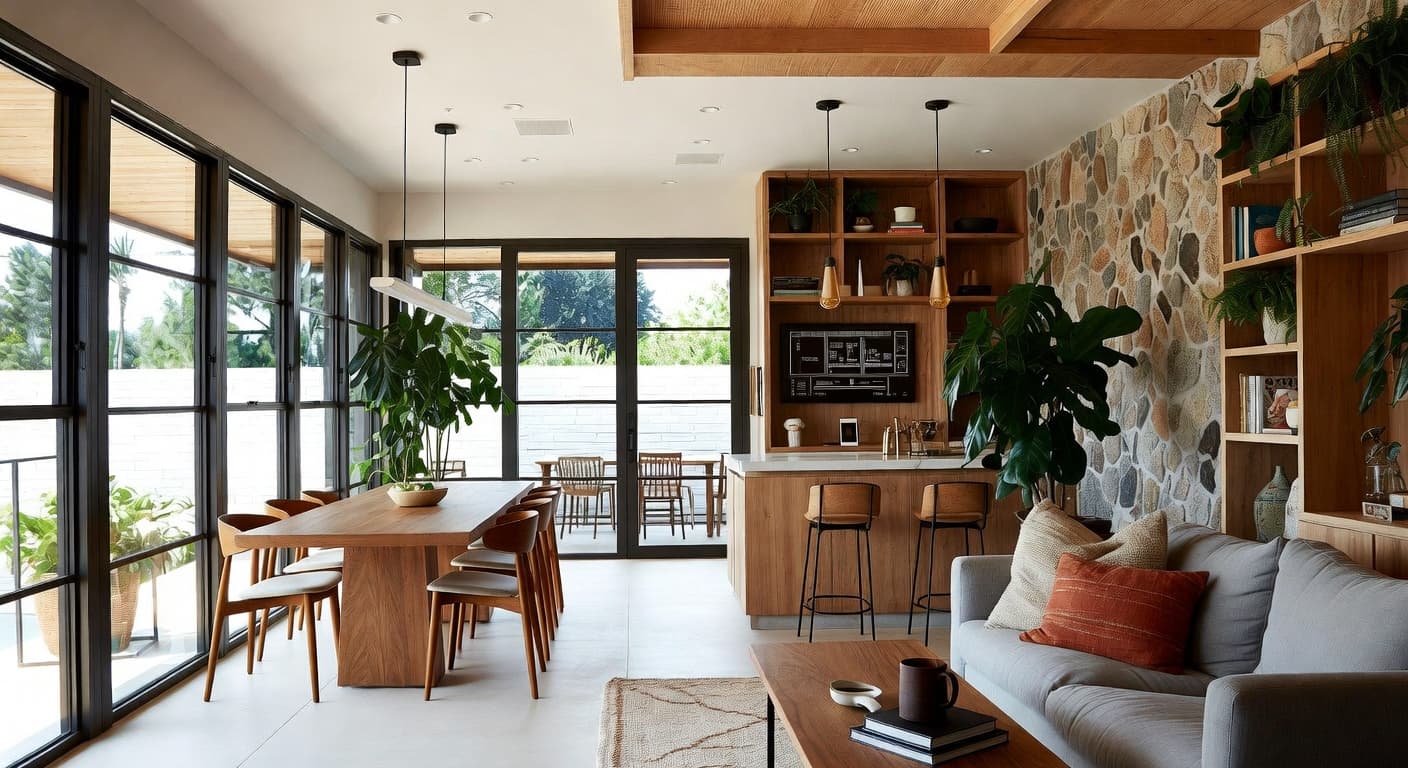 Biophilic breakfast nook interior design - featuring biophilic style furniture, decor, colors, and layout ideas for your breakfast nook