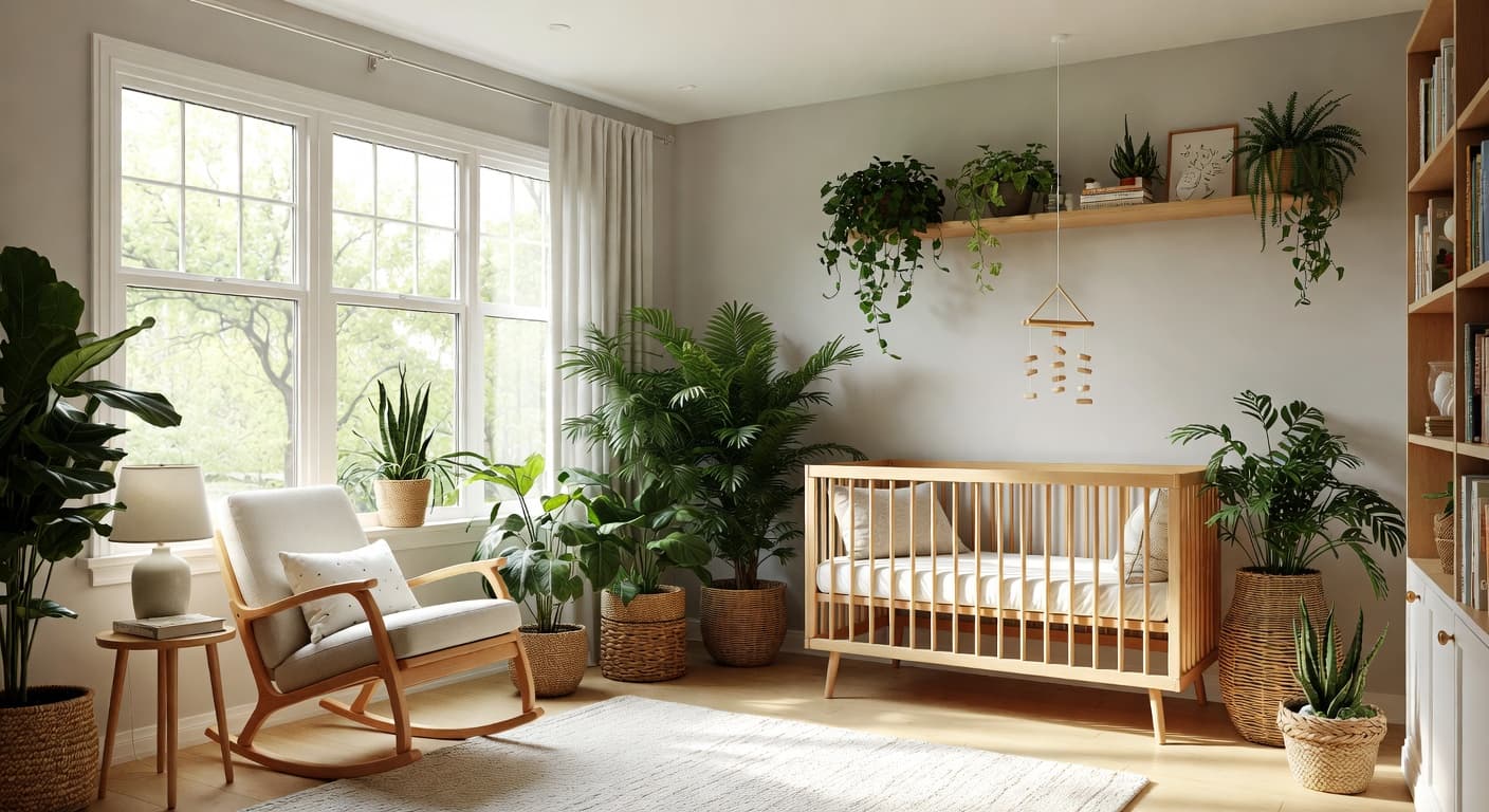 Biophilic nursery interior design - featuring biophilic style furniture, decor, colors, and layout ideas for your nursery