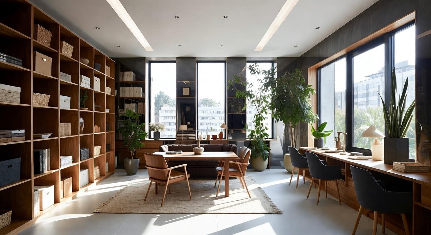 Biophilic storage room interior design - featuring biophilic style furniture, decor, colors, and layout ideas for your storage room