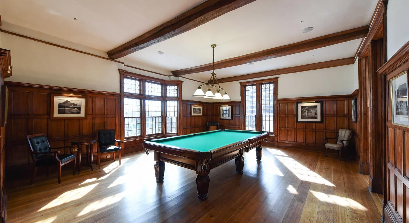 British Colonial billiards room interior design - featuring british colonial style furniture, decor, colors, and layout ideas for your billiards room