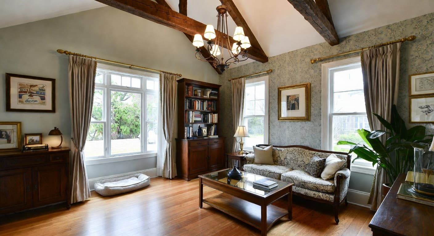 British Colonial pet room interior design - featuring british colonial style furniture, decor, colors, and layout ideas for your pet room