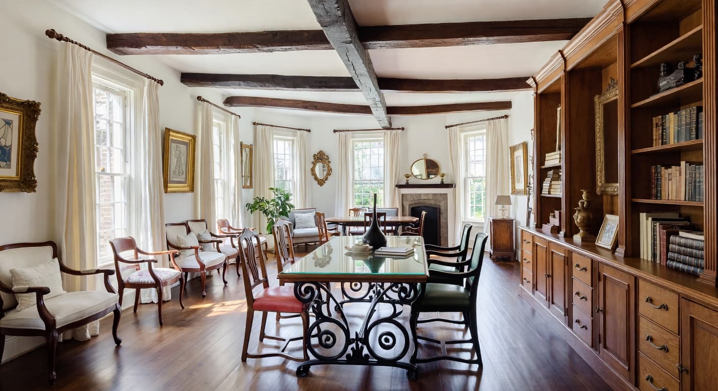 British Colonial workshop interior design - featuring british colonial style furniture, decor, colors, and layout ideas for your workshop