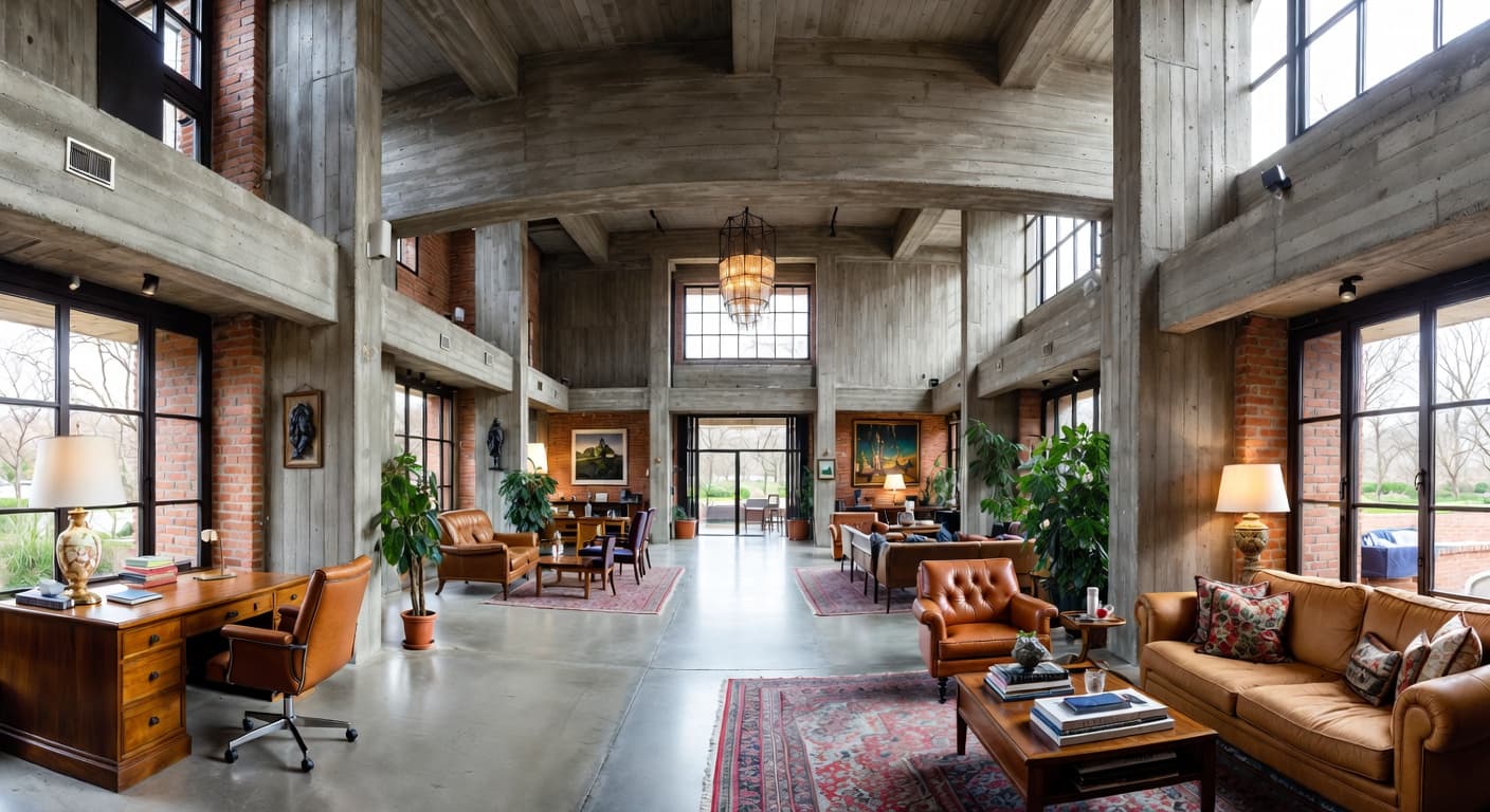 Brutalist observatory interior design - featuring brutalist style furniture, decor, colors, and layout ideas for your observatory