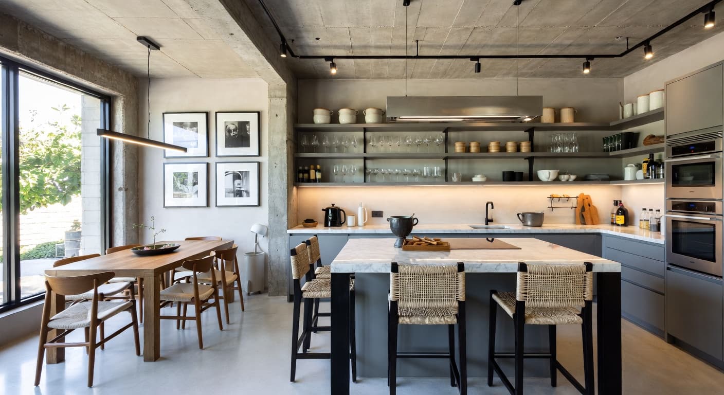 Brutalist pantry interior design - featuring brutalist style furniture, decor, colors, and layout ideas for your pantry