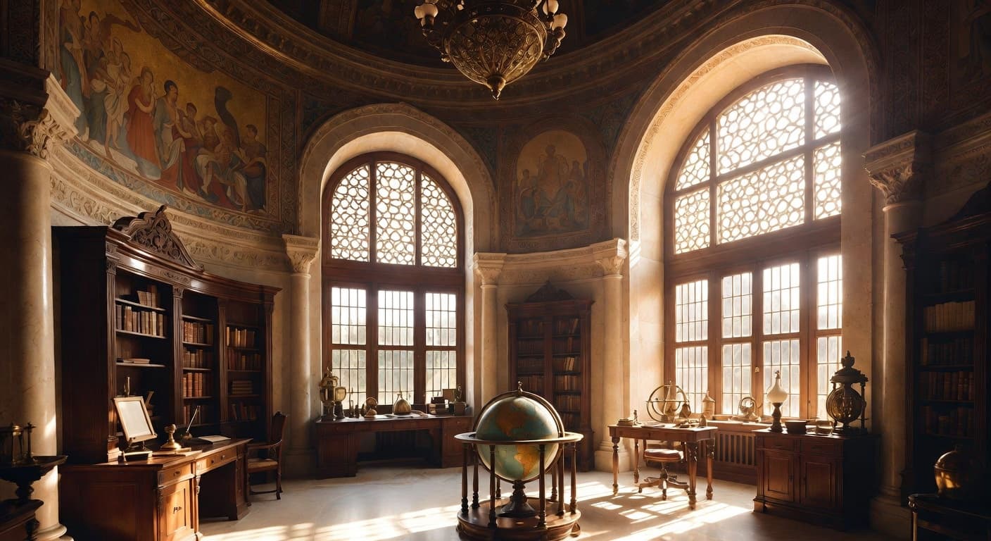 Byzantine observatory interior design - featuring byzantine style furniture, decor, colors, and layout ideas for your observatory