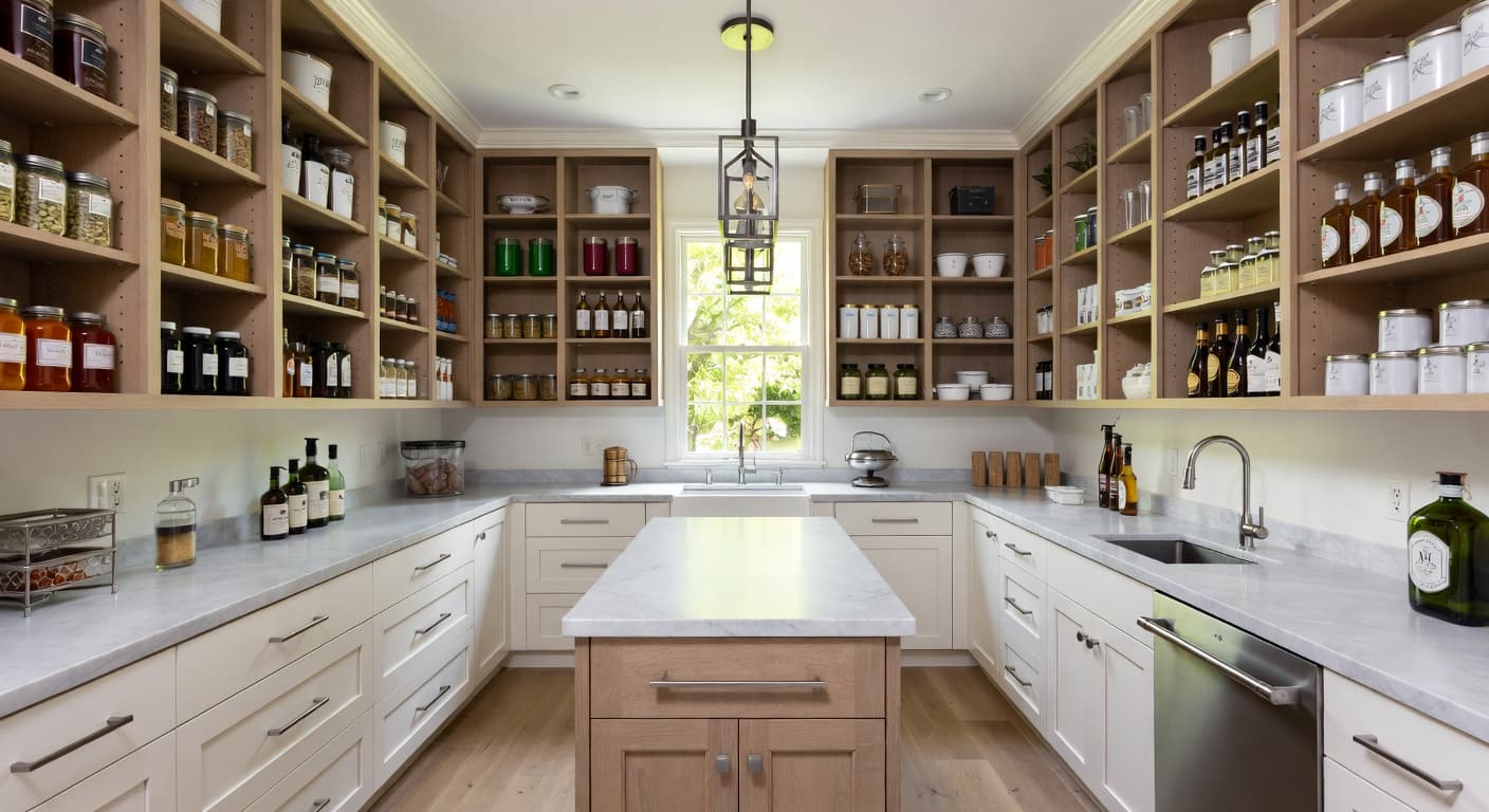California Casual pantry interior design - featuring california casual style furniture, decor, colors, and layout ideas for your pantry