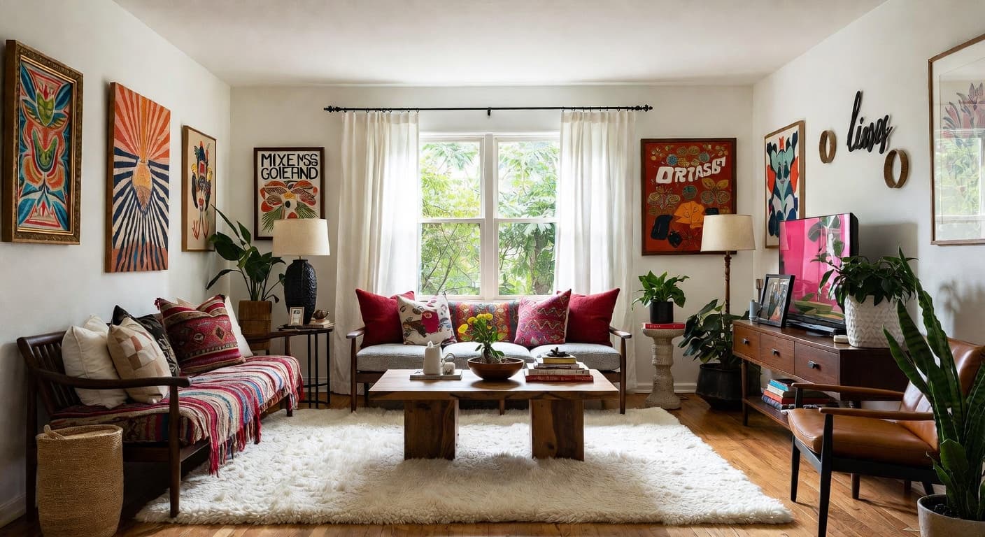 Californian Bohemian multi-purpose room interior design - featuring californian bohemian style furniture, decor, colors, and layout ideas for your multi-purpose room
