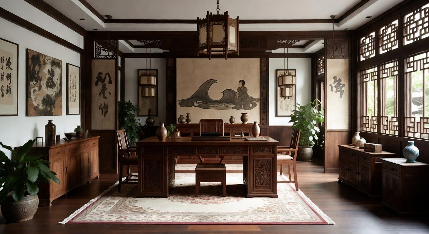 Chinese workshop interior design - featuring chinese style furniture, decor, colors, and layout ideas for your workshop
