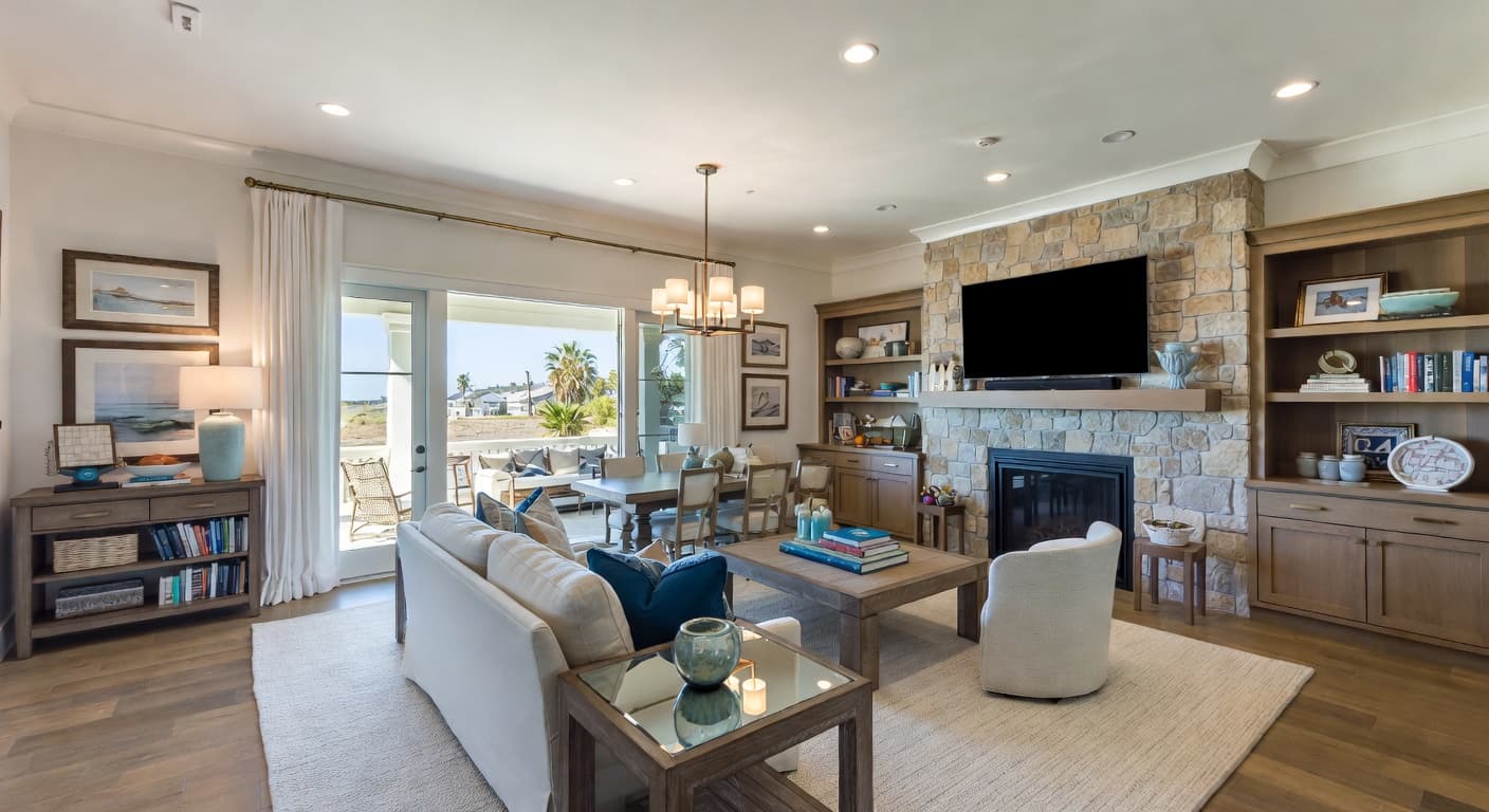 Coastal game room interior design - featuring coastal style furniture, decor, colors, and layout ideas for your game room