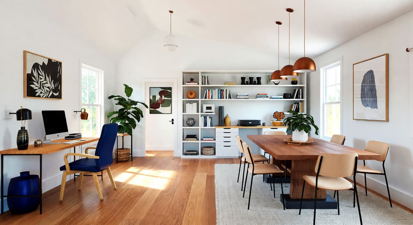 Coastal workshop interior design - featuring coastal style furniture, decor, colors, and layout ideas for your workshop