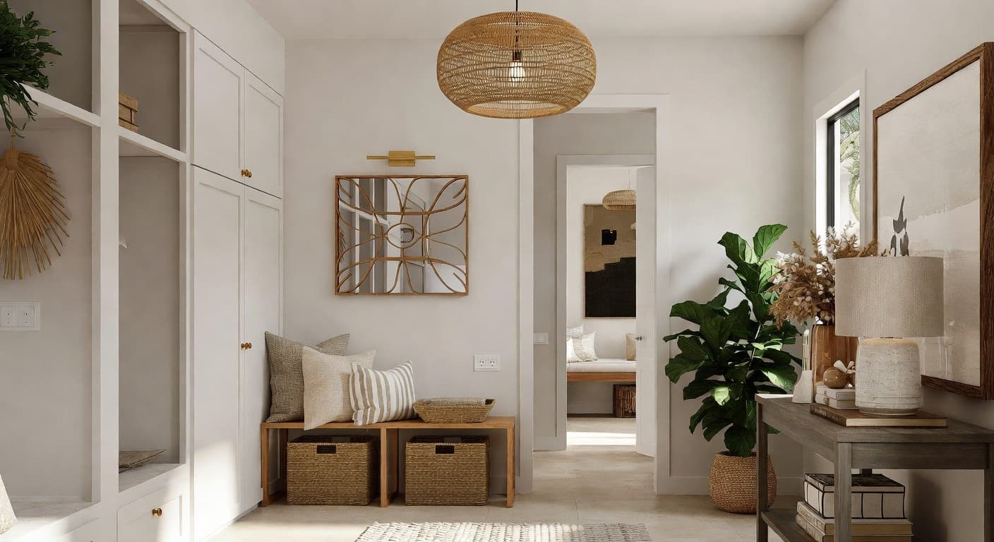 Coastal Grandmother mudroom interior design - featuring coastal grandmother style furniture, decor, colors, and layout ideas for your mudroom