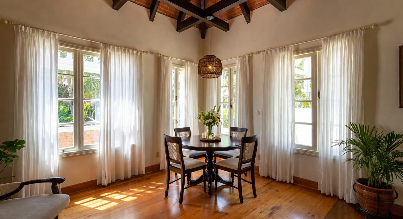 Colonial breakfast nook interior design - featuring colonial style furniture, decor, colors, and layout ideas for your breakfast nook