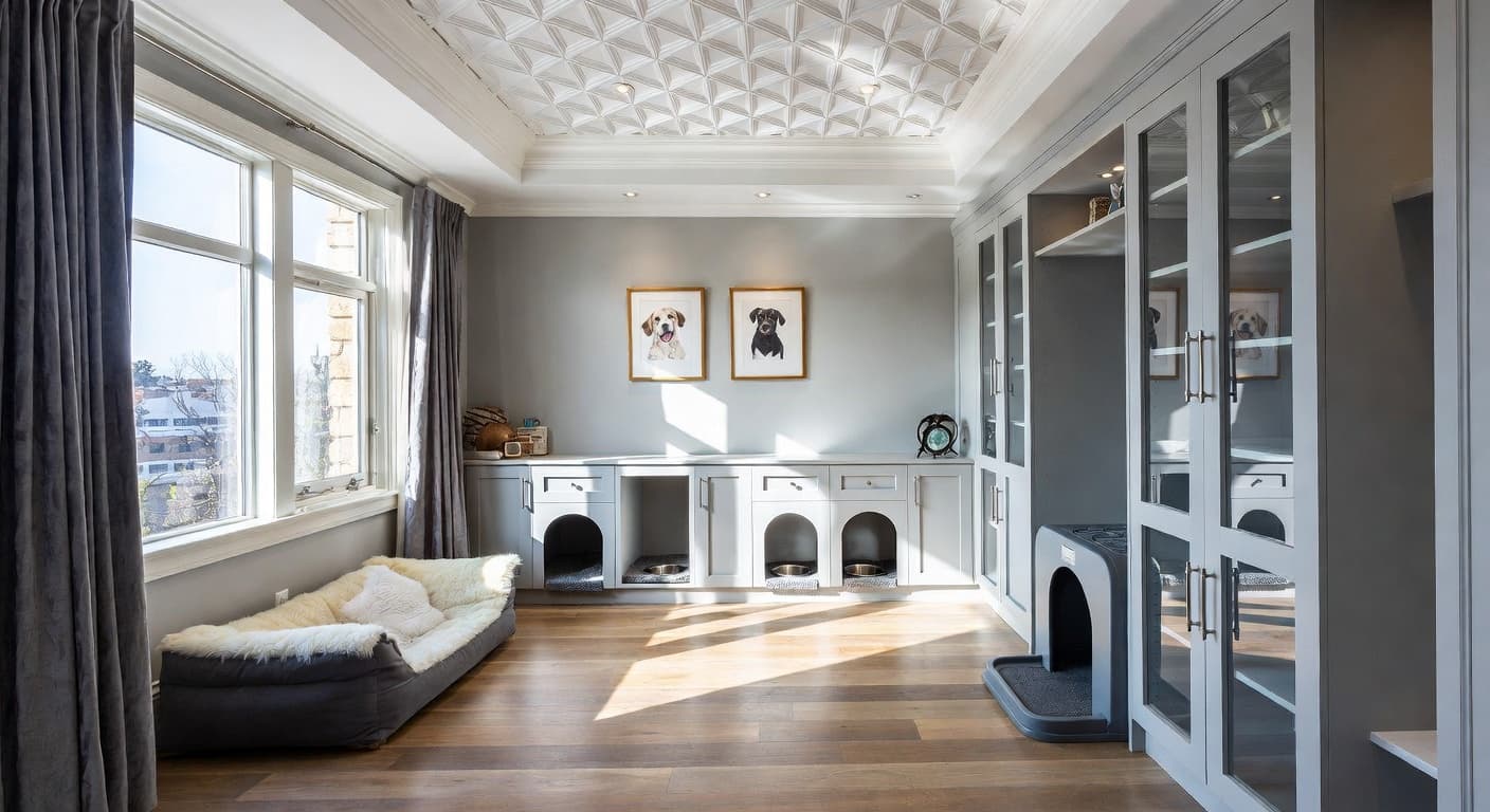 Contemporary pet room interior design - featuring contemporary style furniture, decor, colors, and layout ideas for your pet room