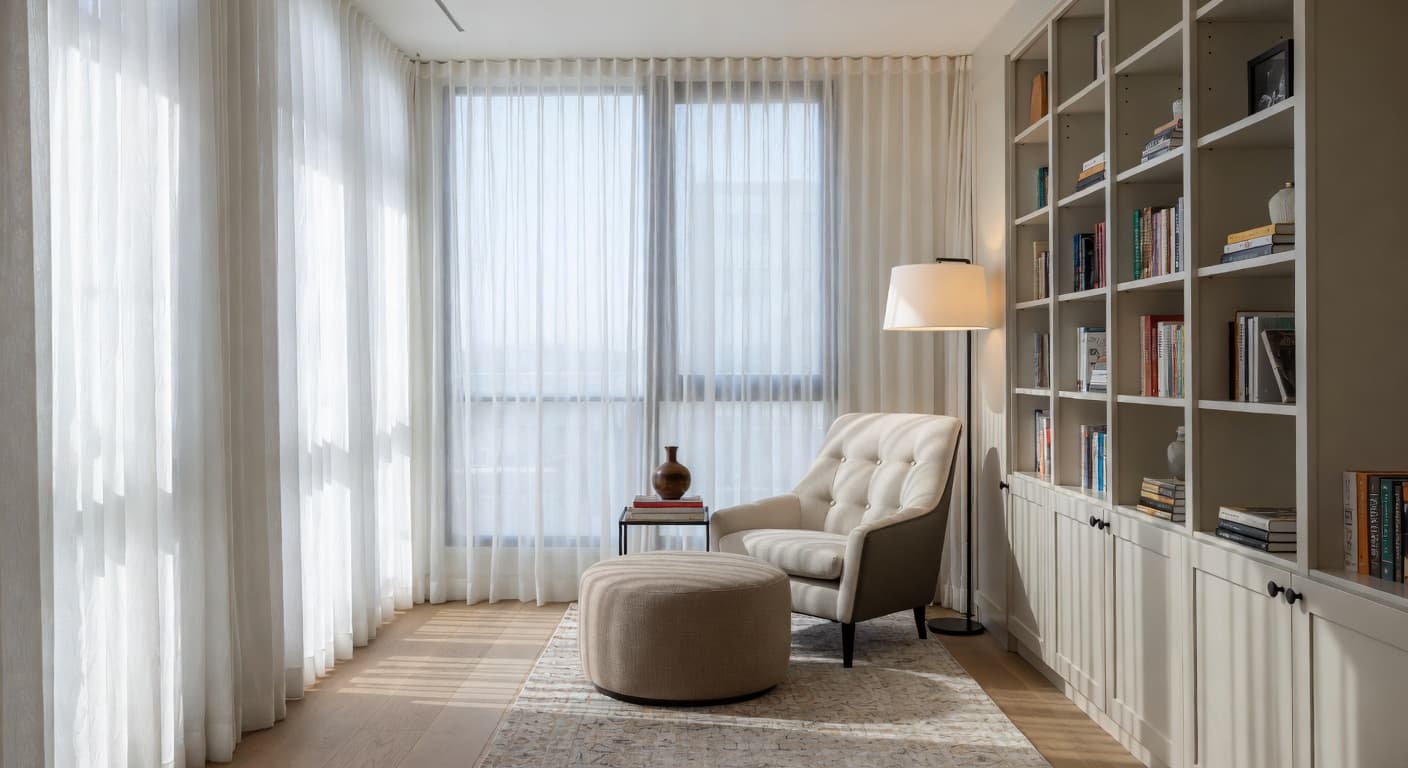 Contemporary reading nook interior design - featuring contemporary style furniture, decor, colors, and layout ideas for your reading nook