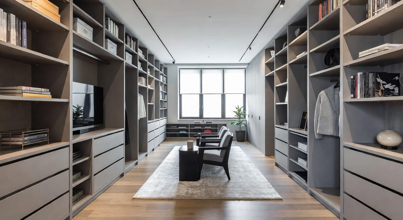 Contemporary storage room interior design - featuring contemporary style furniture, decor, colors, and layout ideas for your storage room