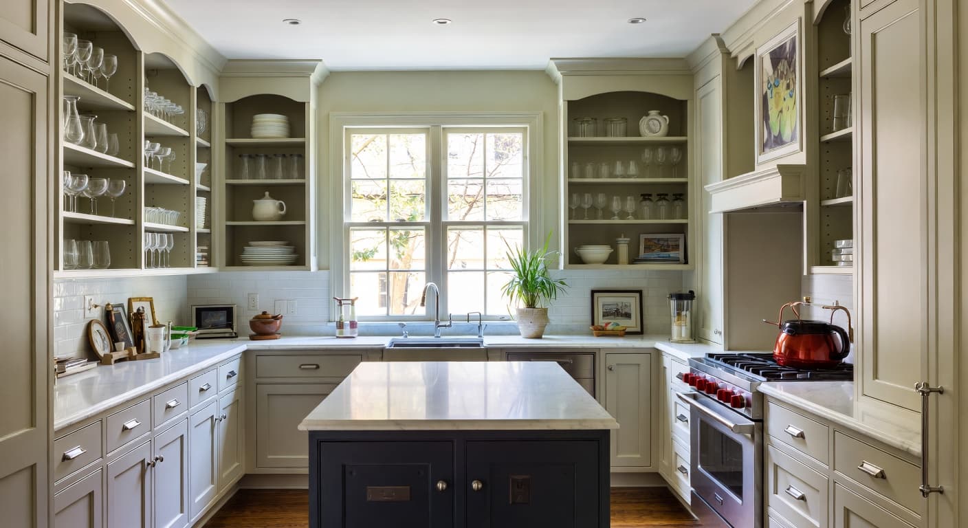 Cottage butler's pantry interior design - featuring cottage style furniture, decor, colors, and layout ideas for your butler's pantry