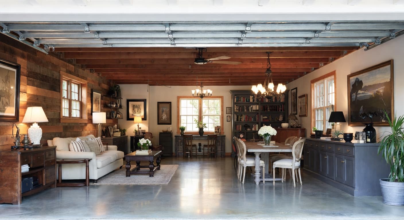 Cottage garage interior interior design - featuring cottage style furniture, decor, colors, and layout ideas for your garage interior