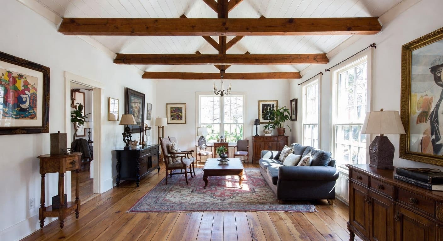 Cottagecore gallery / art display interior design - featuring cottagecore style furniture, decor, colors, and layout ideas for your gallery / art display