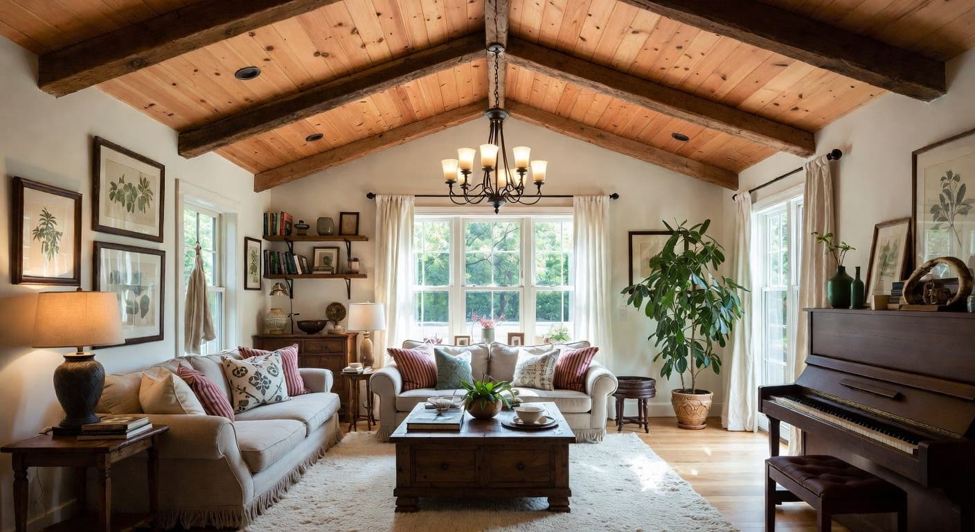 Cottagecore music room interior design - featuring cottagecore style furniture, decor, colors, and layout ideas for your music room