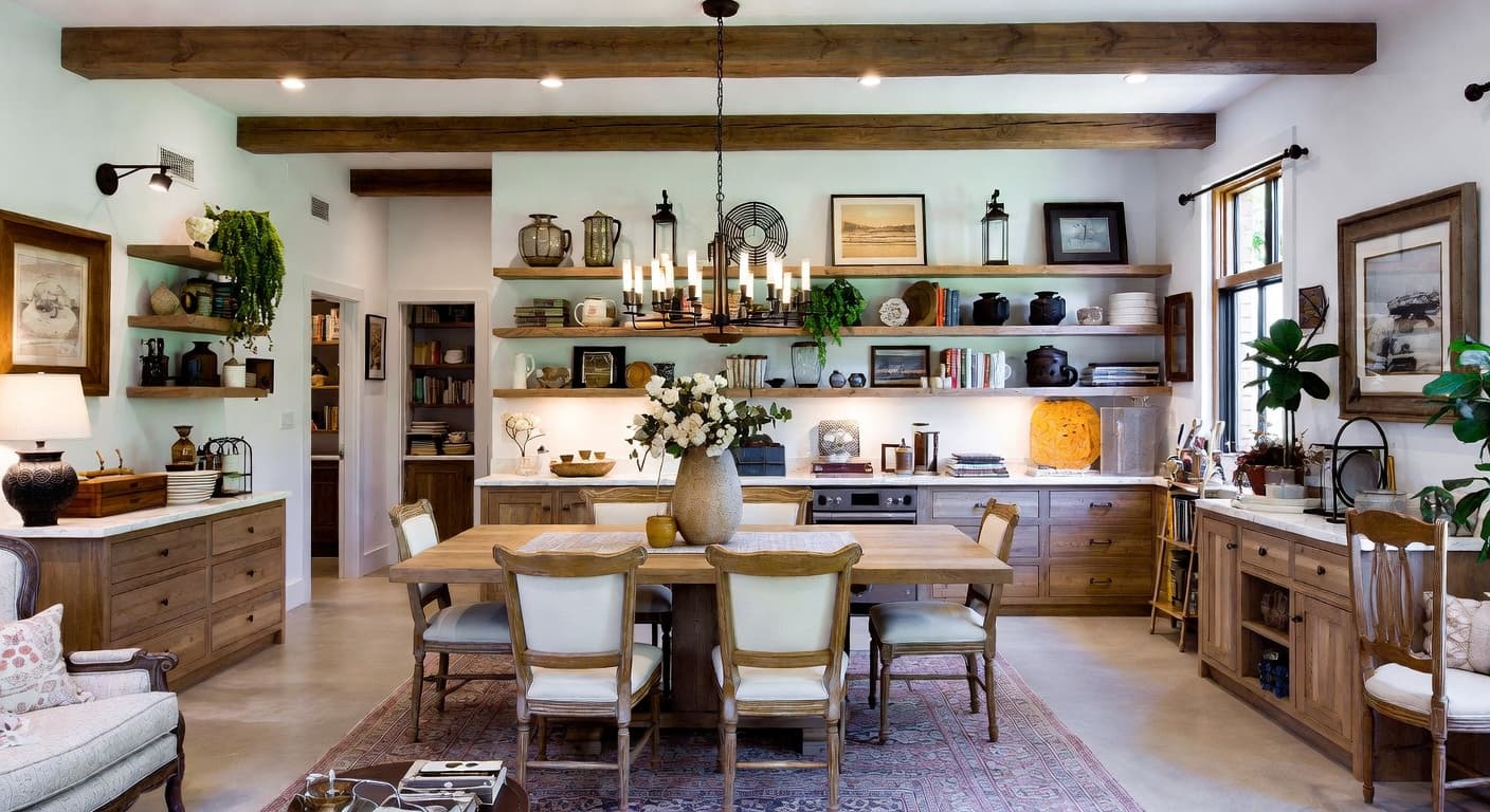 Country craft room / studio interior design - featuring country style furniture, decor, colors, and layout ideas for your craft room / studio