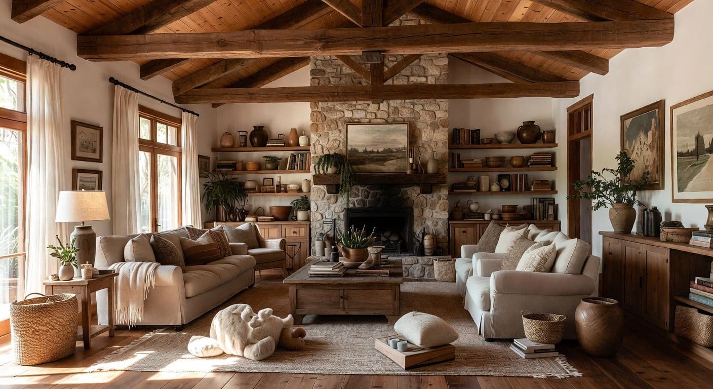 Country playroom interior design - featuring country style furniture, decor, colors, and layout ideas for your playroom