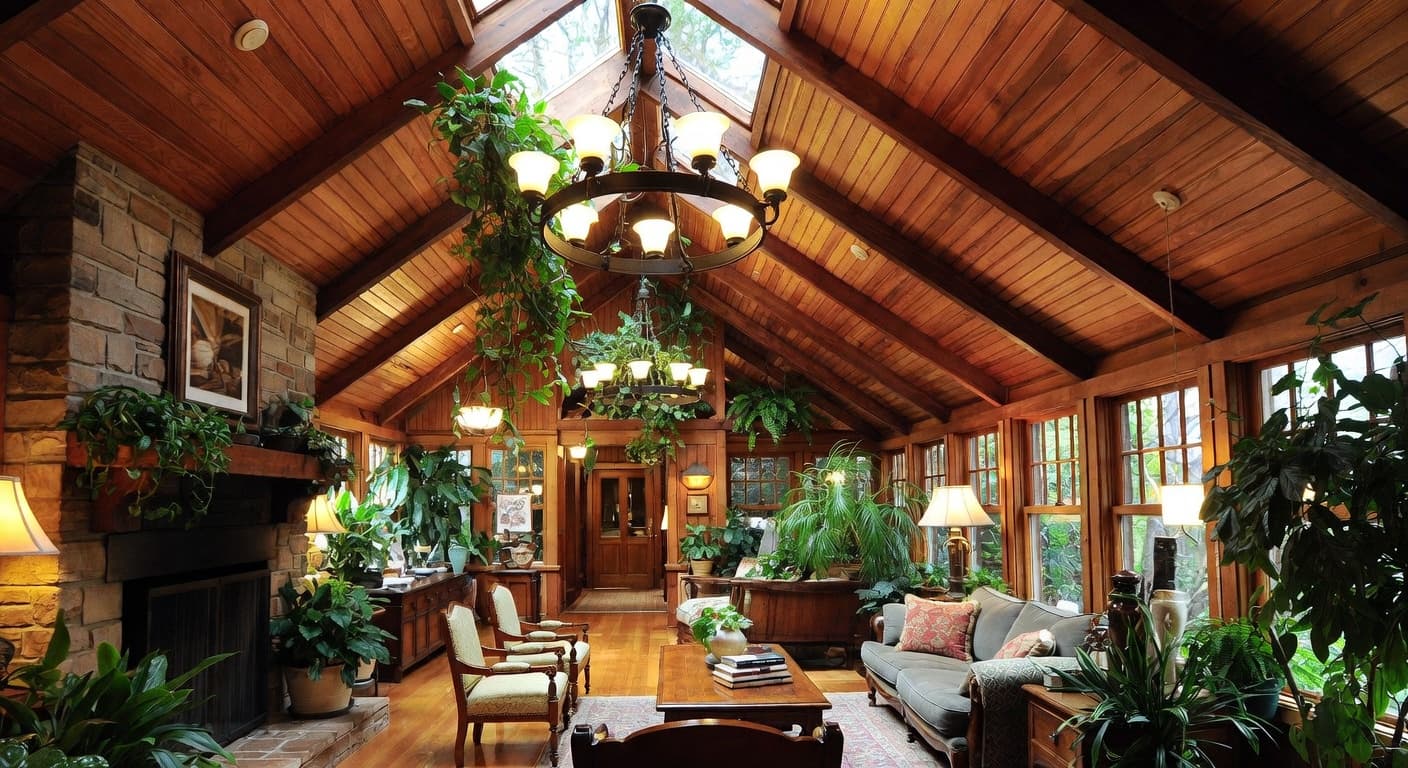 Craftsman greenhouse interior design - featuring craftsman style furniture, decor, colors, and layout ideas for your greenhouse