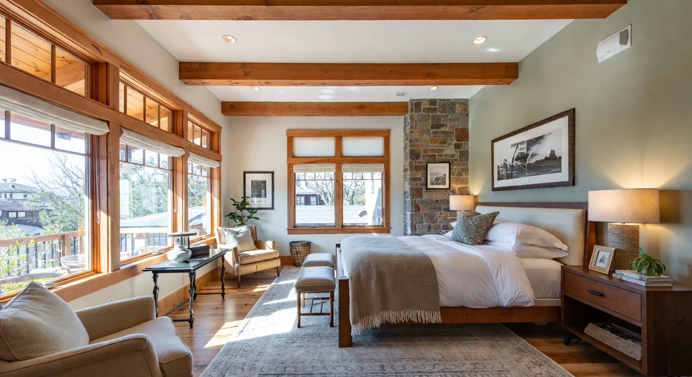 Craftsman guest room interior design - featuring craftsman style furniture, decor, colors, and layout ideas for your guest room