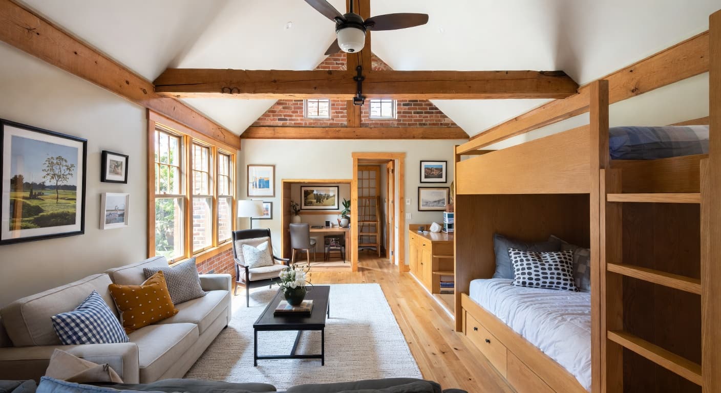 Craftsman kids room interior design - featuring craftsman style furniture, decor, colors, and layout ideas for your kids room