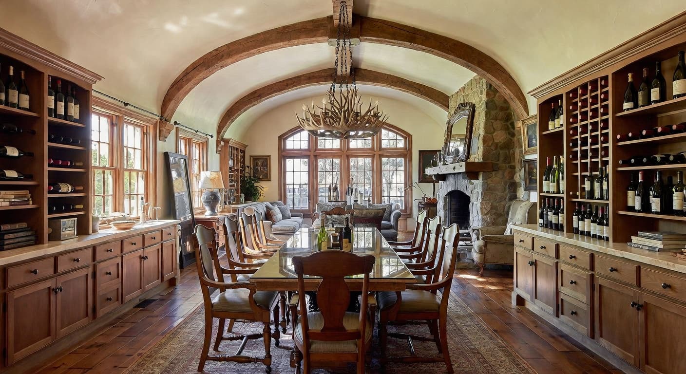 Craftsman wine cellar interior design - featuring craftsman style furniture, decor, colors, and layout ideas for your wine cellar