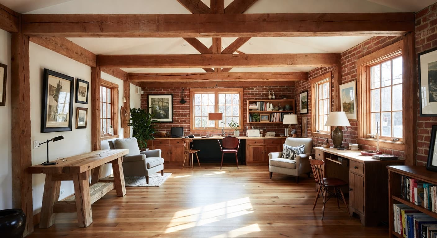 Craftsman workshop interior design - featuring craftsman style furniture, decor, colors, and layout ideas for your workshop