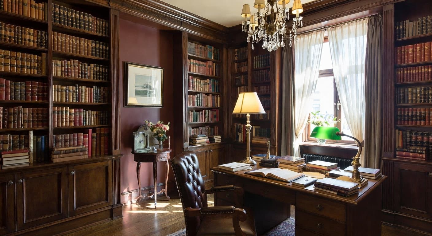 Dark Academia storage room interior design - featuring dark academia style furniture, decor, colors, and layout ideas for your storage room