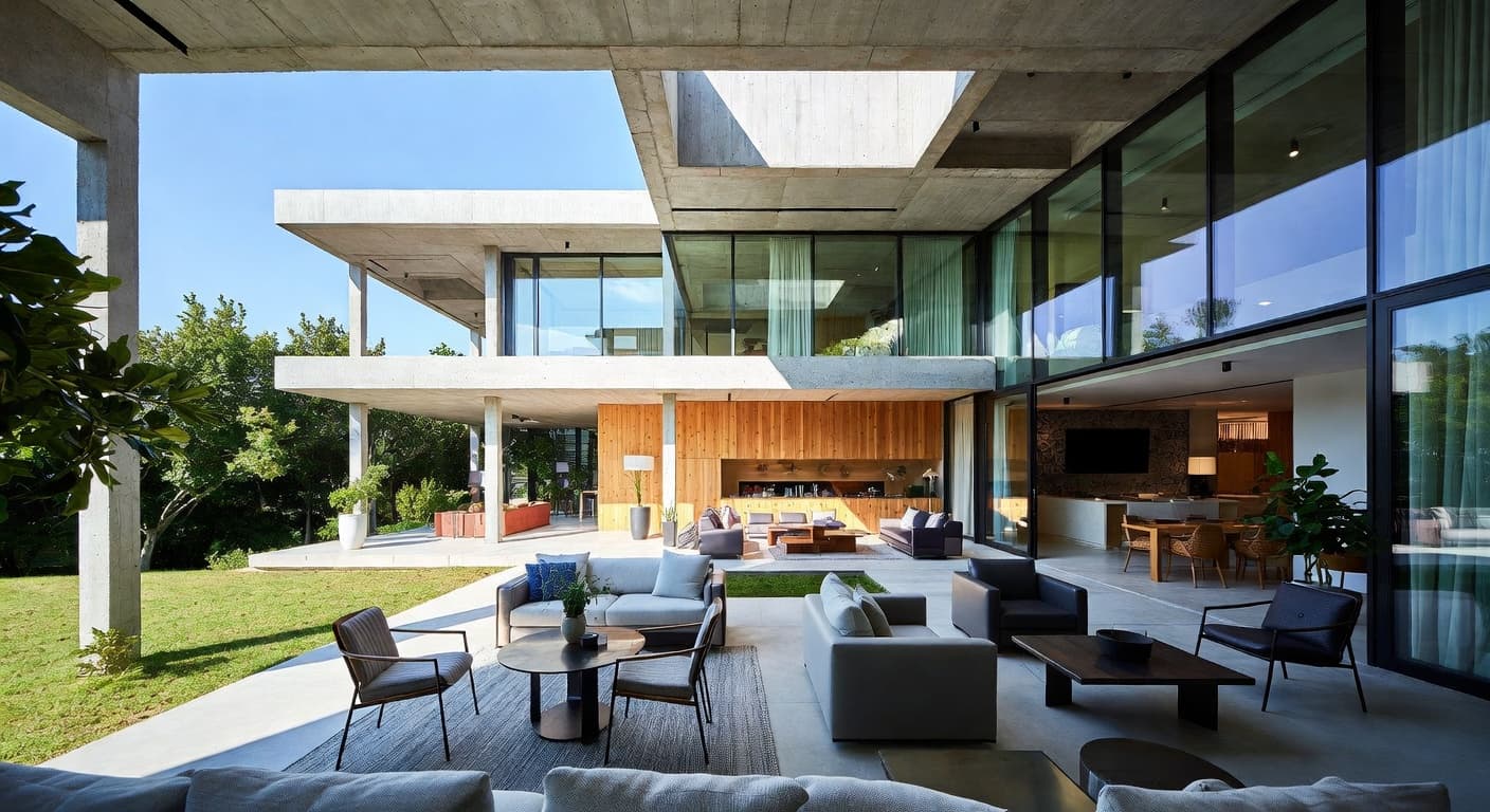 Deconstructivism outdoor space interior design - featuring deconstructivism style furniture, decor, colors, and layout ideas for your outdoor space