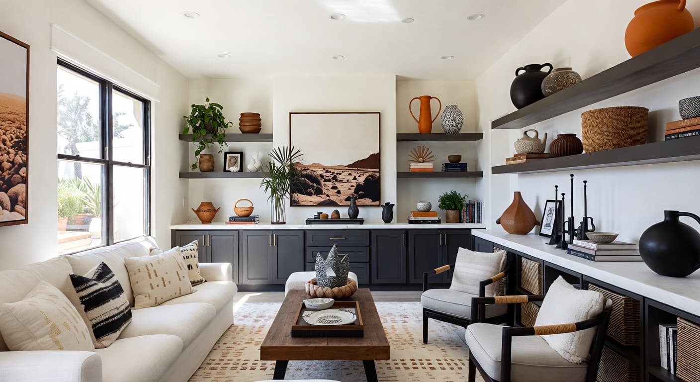 Desert Modern pet room interior design - featuring desert modern style furniture, decor, colors, and layout ideas for your pet room