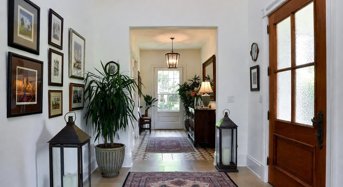 Dutch Colonial entryway interior design - featuring dutch colonial style furniture, decor, colors, and layout ideas for your entryway