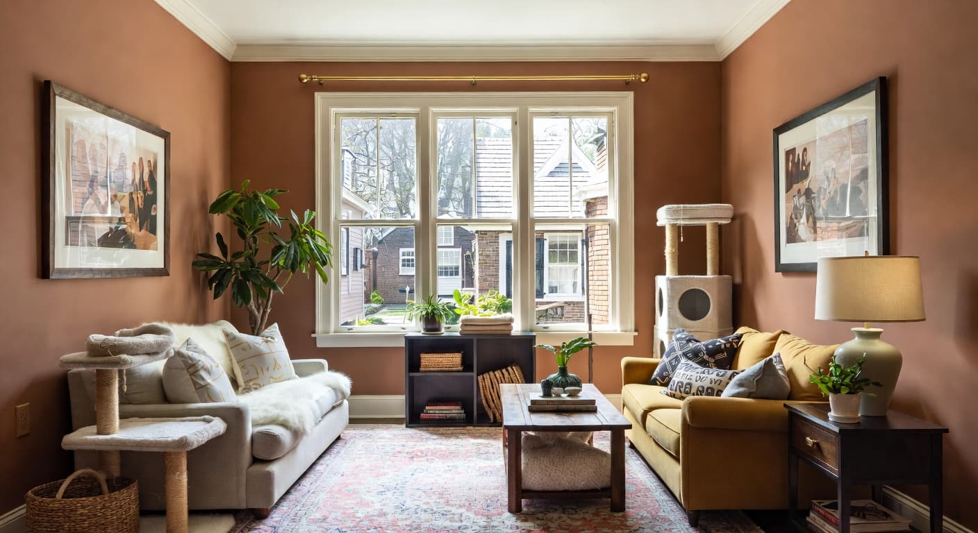 Dutch Colonial pet room interior design - featuring dutch colonial style furniture, decor, colors, and layout ideas for your pet room