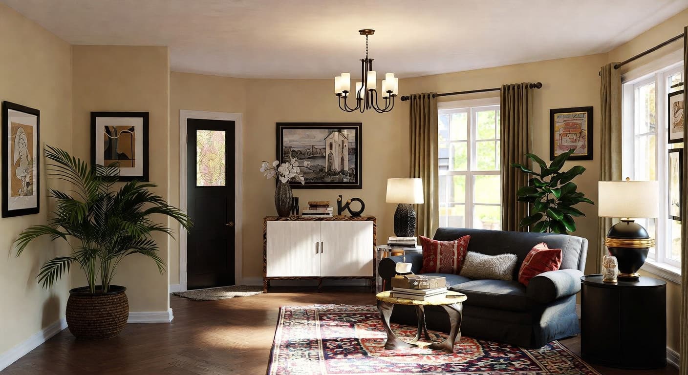 Eclectic entryway interior design - featuring eclectic style furniture, decor, colors, and layout ideas for your entryway