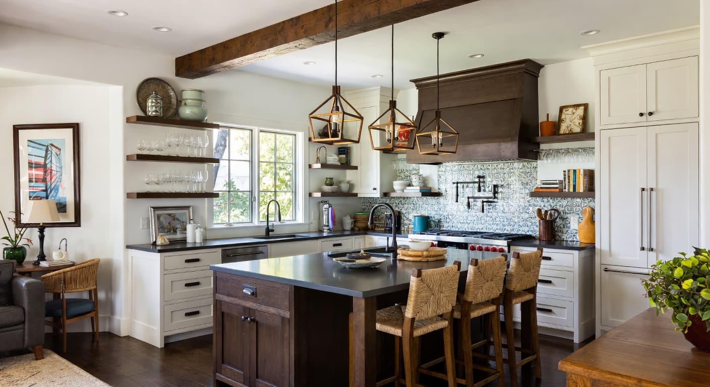 Eclectic kitchen interior design - featuring eclectic style furniture, decor, colors, and layout ideas for your kitchen