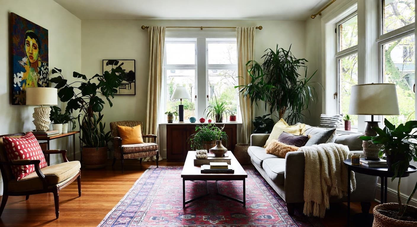 Eclectic meditation space interior design - featuring eclectic style furniture, decor, colors, and layout ideas for your meditation space